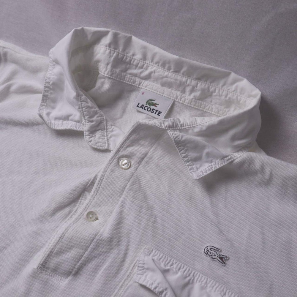 Lacoste‎ Men's White Short Sleeve Polo Shirt Size 6 Pocket Casual